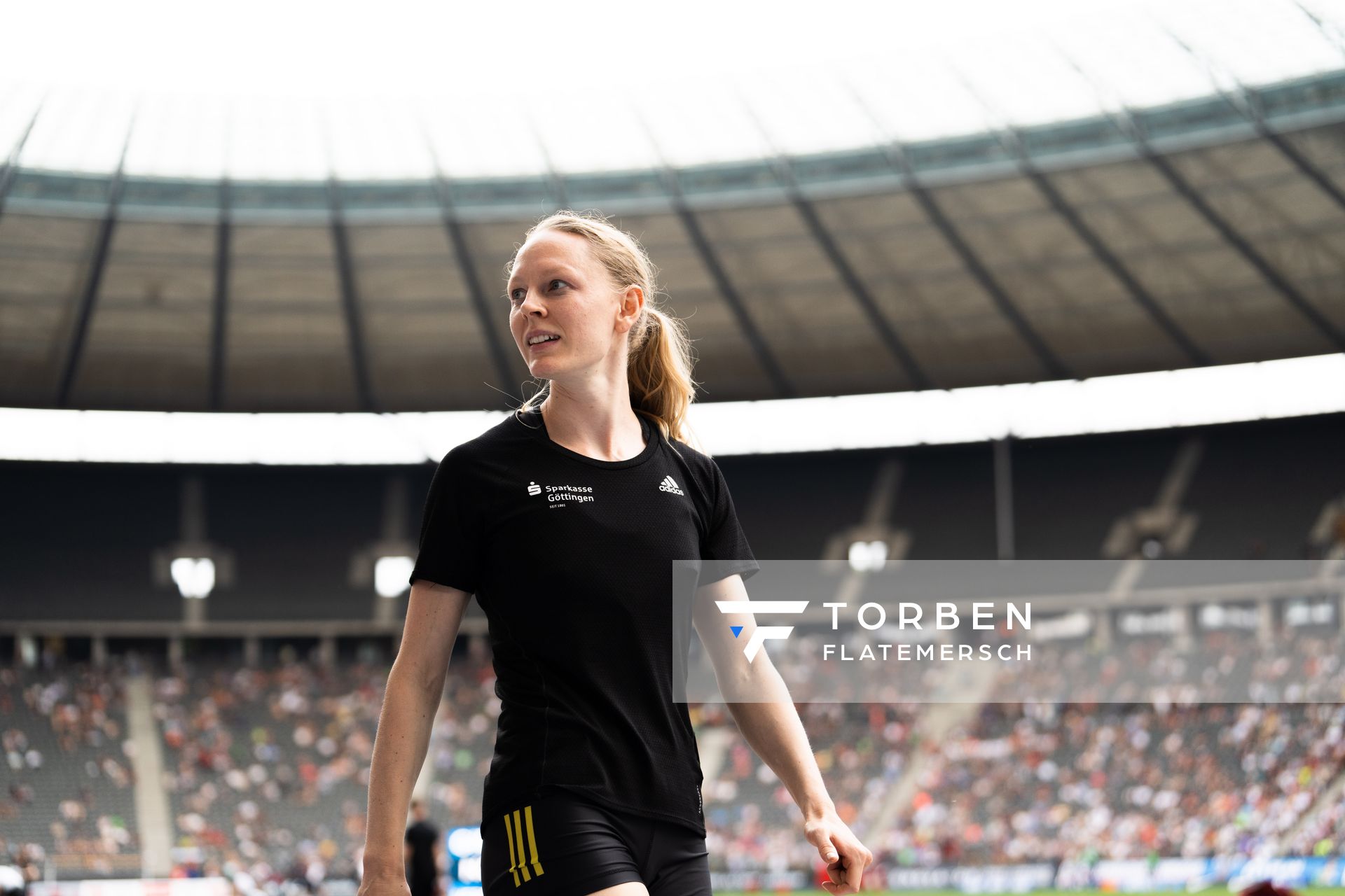 Neele Eckhardt (LG Goettingen) im Dreisprung waehrend der deutschen Leichtathletik-Meisterschaften im Olympiastadion am 25.06.2022 in Berlin